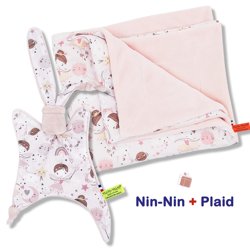 Coffret de naissance doudou et plaid Clochette. Original et fabriqué en France. Doudou Nin-Nin Coffret de naissance doudou et plaid Clochette. Original et fabriqué en France. Doudou Nin-Nin