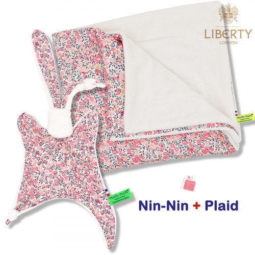 Coffret de naissance doudou et plaid Chelsea. Original et fabriqué en France. Doudou Nin-Nin