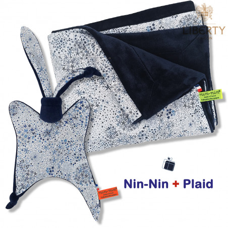 Coffret de naissance doudou et plaid Marlon. Original et fabriqué en France. Doudou Nin-Nin