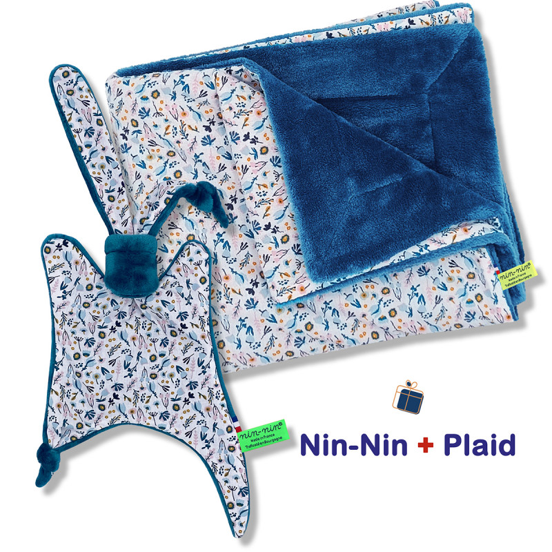 Coffret de naissance doudou et plaid Mayeul. Original et fabriqué en France. Doudou Nin-Nin Coffret de naissance doudou et plaid Mayeul. Original et fabriqué en France. Doudou Nin-Nin