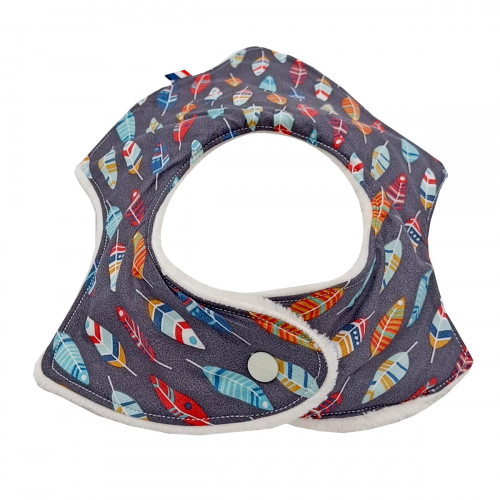 Pression bavoir bandana personnalisable "Plume". Made in France. Nin-Nin