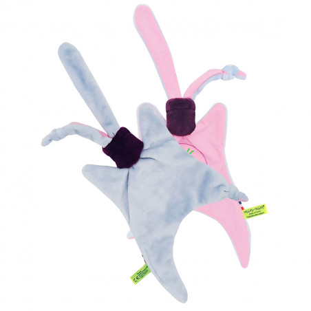 Vue de dos doudou Miami. Cadeau de naissance personnalisé et made in France. Doudou Nin-Nin