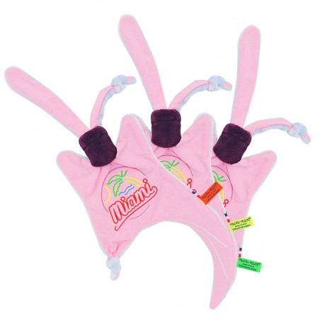 Etiquettes doudou Miami. Cadeau de naissance personnalisé et made in France. Doudou Nin-Nin