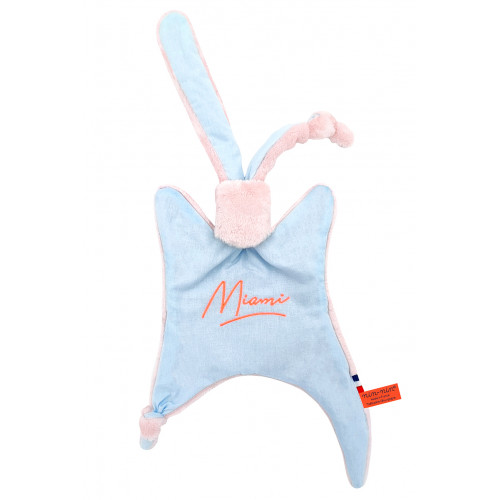 Doudou Miami. Cadeau de naissance personnalisé et made in France. Doudou Nin-Nin