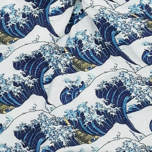 Tissu doudou Le Kanagawa. Cadeau de naissance personnalisé et made in France. Doudou Nin-Nin