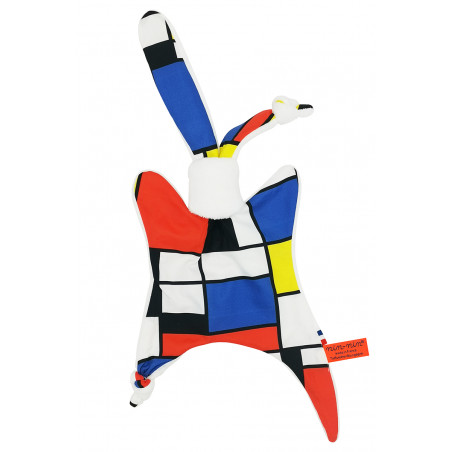 Doudou Le Mondrian. Cadeau de naissance personnalisé et made in France. Doudou Nin-Nin