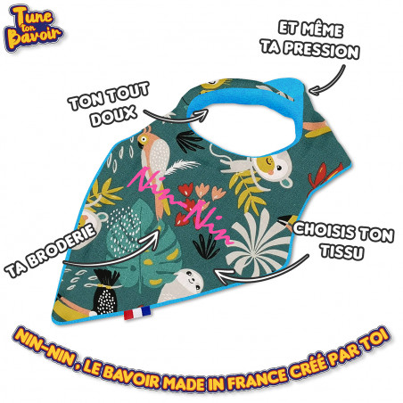 Bavoir bandana personnalisable de A à Z. Fabrication Française