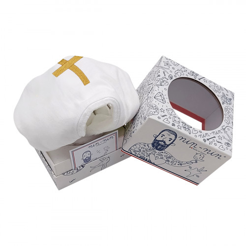 Boite cadeau doudou Le Christianisme. Cadeau de naissance personnalisé et made in France. Doudou Nin-Nin