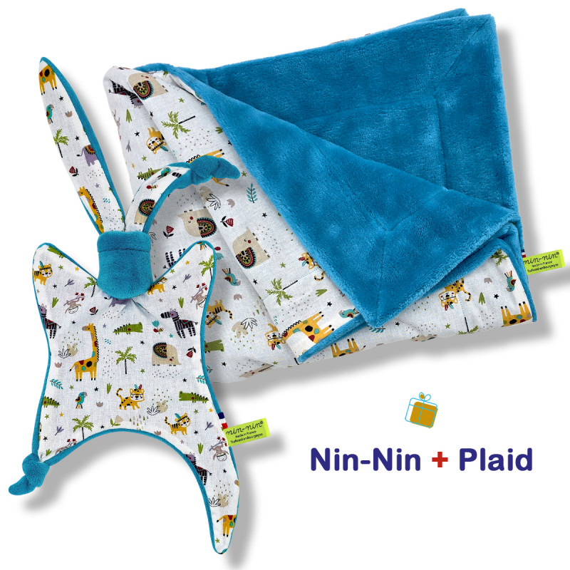 Coffret de naissance doudou et plaid. Original et fabriqué en France. Doudou Nin-Nin Coffret de naissance doudou et plaid. Original et fabriqué en France. Doudou Nin-Nin