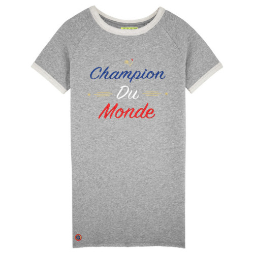 Robe Brodée Champion Du Monde Gris Chiné - Fabrication Française