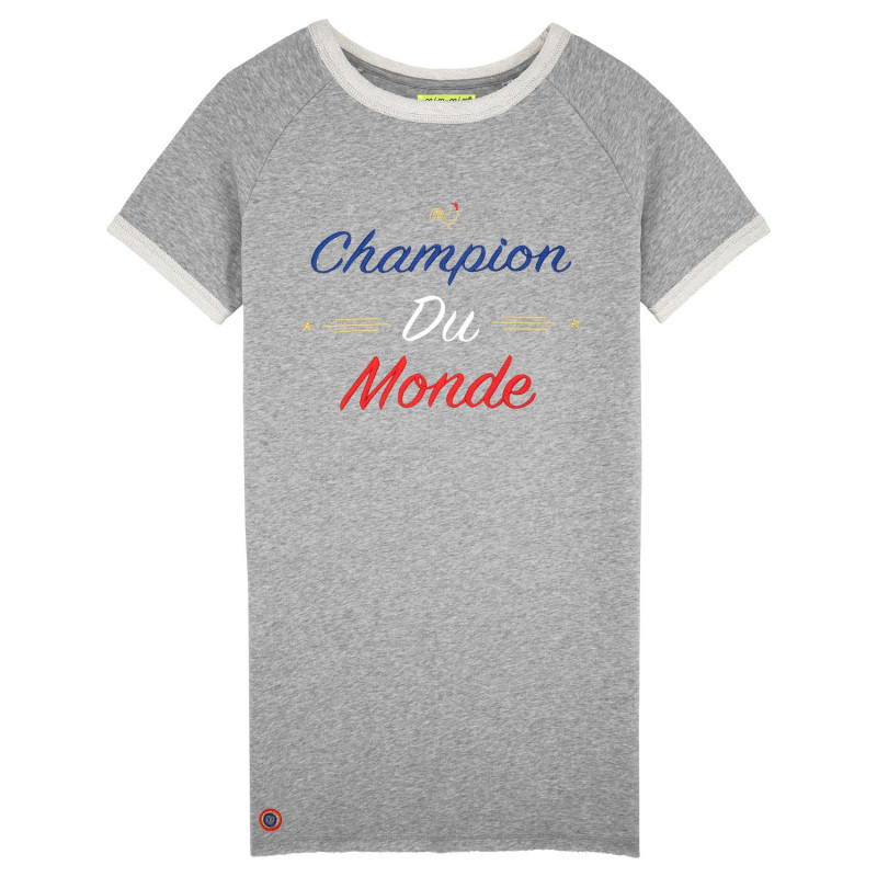 Robe Brodée Champion Du Monde Gris Chiné - Fabrication Française