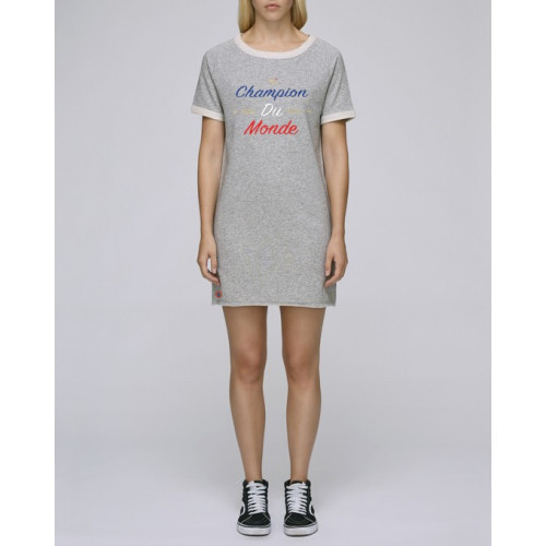 Robe Brodée Champion Du Monde Gris Chiné - Fabrication Française