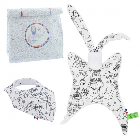 Coffret de naissance doudou et bavoir superhéro