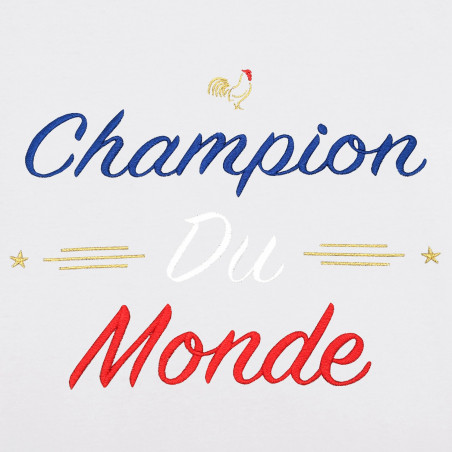 BRODERIE T-SHIRT HOMME "CHAMPION DU MONDE" BLANC