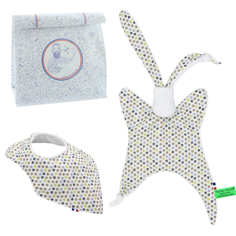 Birth Gift Baby Comforter + Bandana Bib Marinière Birth Gift Baby Comforter + Bandana Bib Marinière