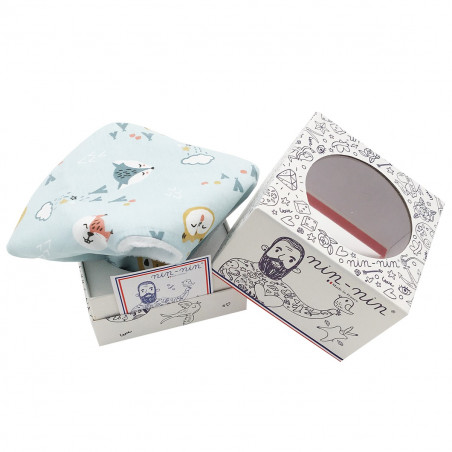 Cube doudou Le Dakota. Cadeau de naissance original et made in France
