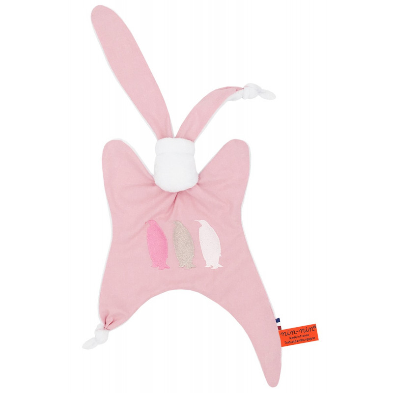 Doudou pour adulte Le Pingouin Rose. Cadeau original et made in France