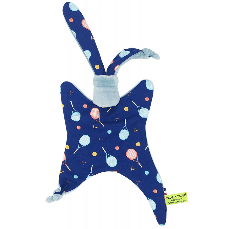 Doudou personnalisable Le Tennisman. Cadeau de naissance original et made in France