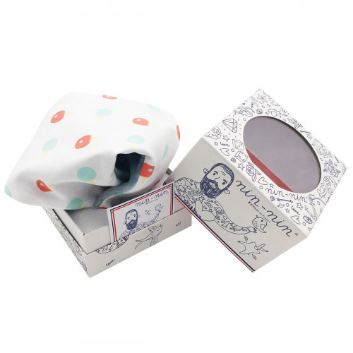 Cube doudou personnalisable Le Ping-Pong. Cadeau de naissance original et made in France
