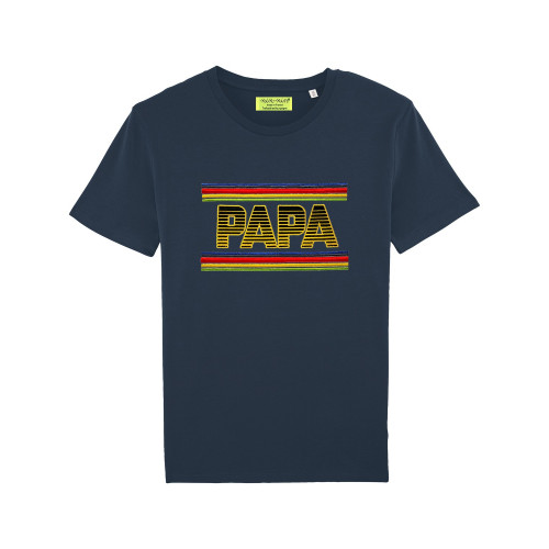 T-shirt brodé PAPA pour homme. Couleur Navy. Made in France.