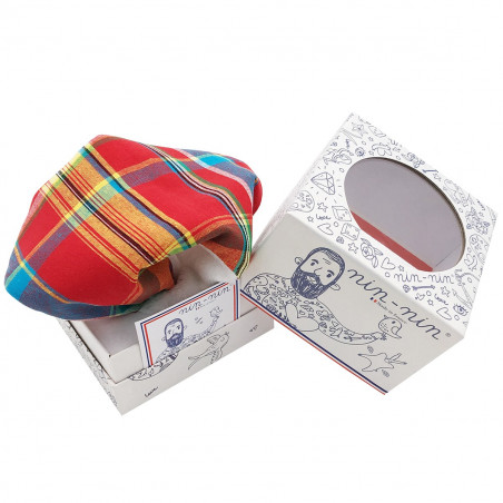 Boite doudou madras. Cadeau de naissance original personnalisable et made in France.