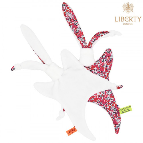 Vue de dos doudou Le Lily Liberty of London. Style Jacadi. Cadeau de naissance original et made in France.