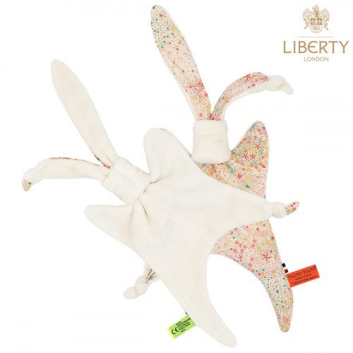 Vue de dos doudou personnalisable Le Poppy Liberty of London. Style Jacadi. Cadeau de naissance original et made in France.