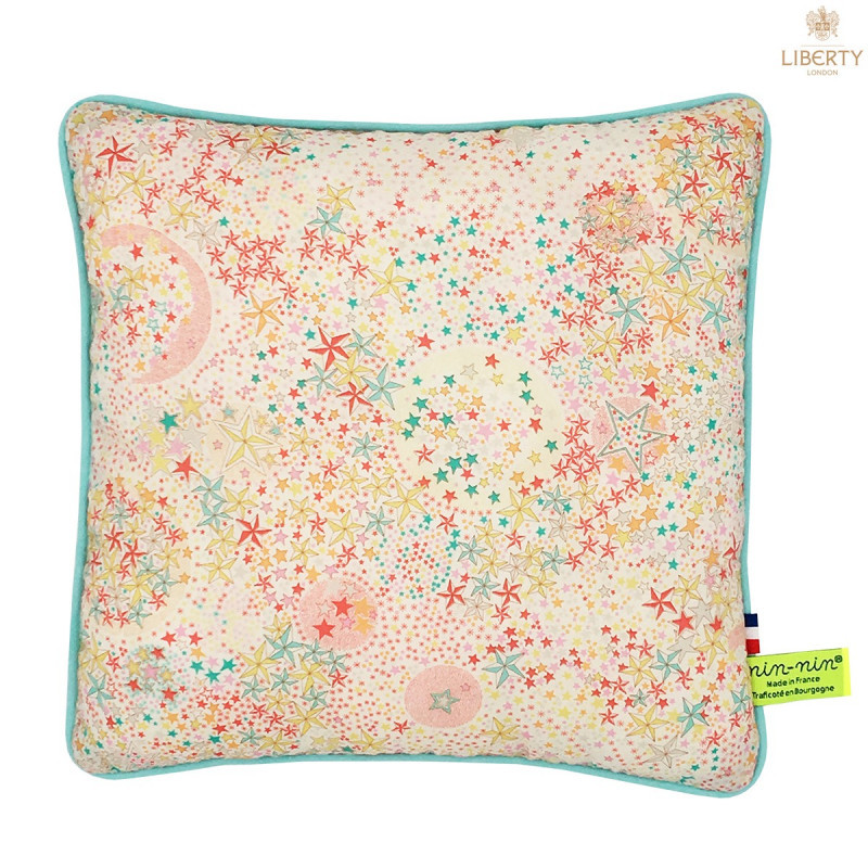 Coussin Poppy Liberty of London. Cadeau de naissance original personnalisable et made in France. Nin-Nin