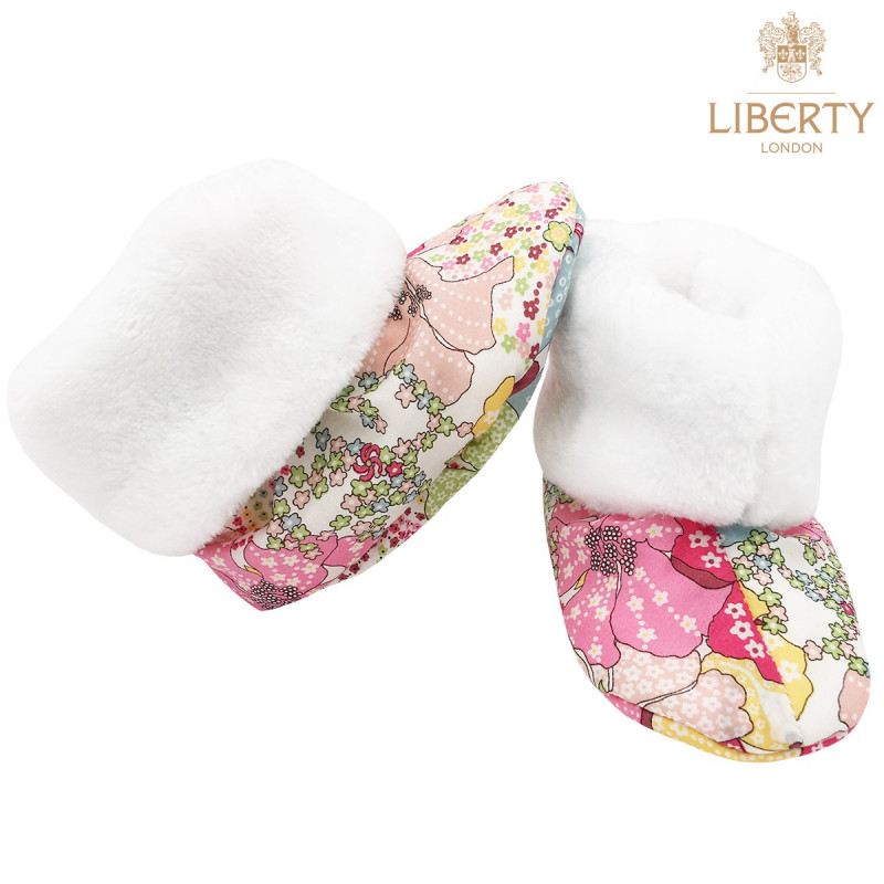 Chaussons hauts botton Margaret Liberty of London pour bébé. Cadeau de Naissance Made in France. Nin-Nin