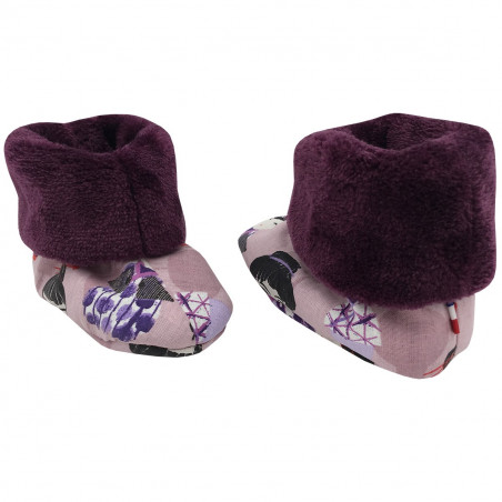 Chaussons chauds Minoshi Geishas pour bébé. Cadeau de Naissance Made in France. Nin-Nin
