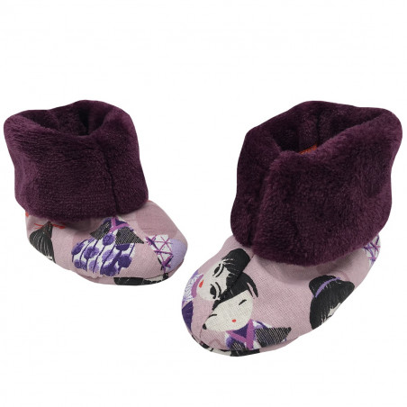 Chaussons hauts Minoshi pour bébé. Cadeau de Naissance Made in France. Nin-Nin