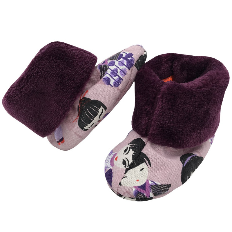 Chaussons hauts botton Minoshi pour bébé. Cadeau de Naissance Made in France. Nin-Nin Chaussons hauts botton Minoshi pour bébé. Cadeau de Naissance Made in France. Nin-Nin