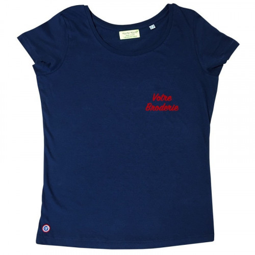 T-shirt navy pour femme à personnaliser. Made in France