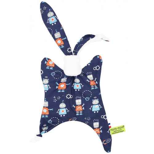 Doudou Le Robot. Cadeau de naissance personnalisable et made in France. Marque Nin-Nin