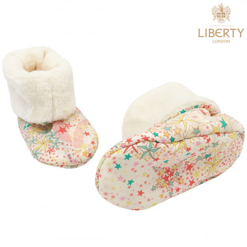 Chaussons hauts Poppy Liberty of London pour bébé. Cadeau de Naissance Made in France. Nin-Nin