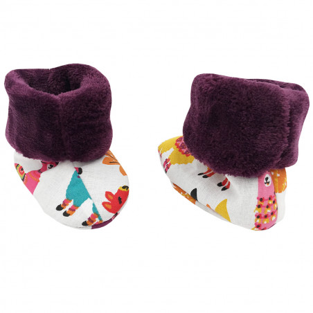 Chaussons chauds péruvien lamas pour bébé. Cadeau de Naissance Made in France. Nin-Nin
