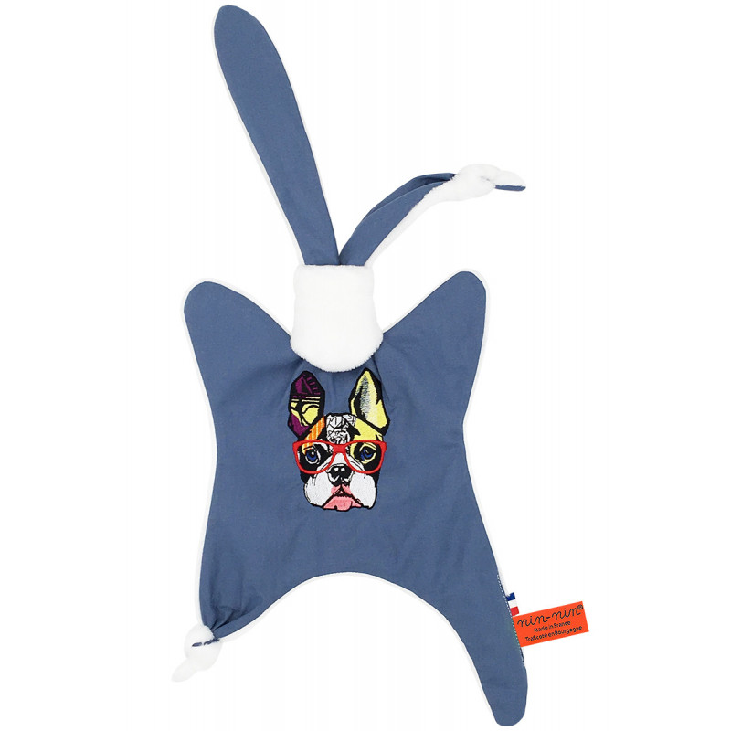 Personalised baby comforter French Bulldog. Original soft toy made in France. Nin-Nin Personalised baby comforter French Bulldog. Original soft toy made in France. Nin-Nin