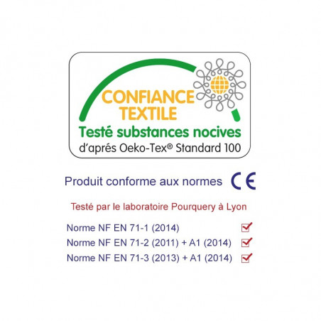 Label Oeko-Tex doudou Manchot personnalisable. Cadeau de naissance original et made in France