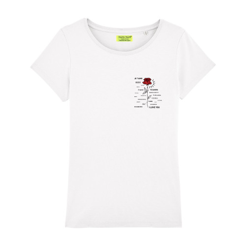 T-shirt pour femme "Je t'aime". Cadeau original pour la Saint-Valentin. Fabrication Française