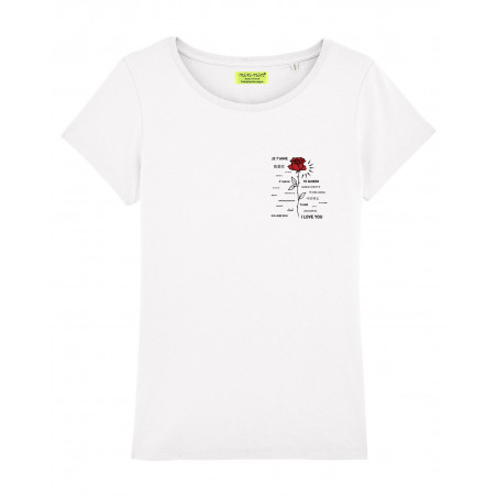 T-shirt pour femme "Je t'aime". Cadeau original pour la Saint-Valentin. Fabrication Française