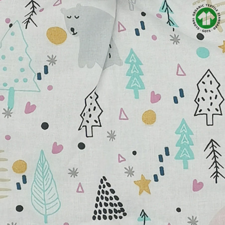 Tissu doudou Bio Le Wood. Cadeau de naissance GOTS, original et made in France. Nin-Nin