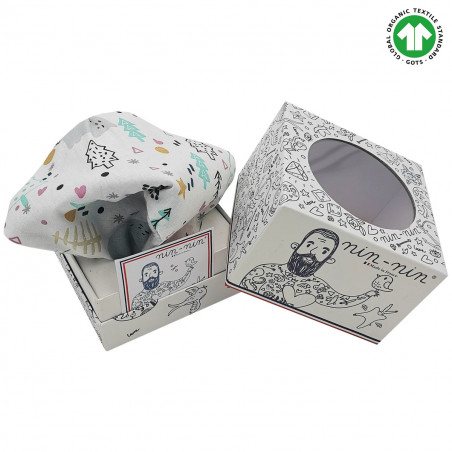 Boite doudou Bio Le Wood. Cadeau de naissance GOTS, original et made in France. Nin-Nin