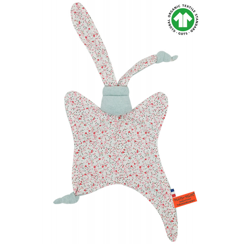 Doudou Bio Le Fleuri. Cadeau de naissance GOTS, original et made in France. Nin-Nin