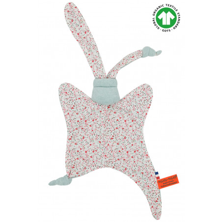 Doudou Bio Le Fleuri. Cadeau de naissance GOTS, original et made in France. Nin-Nin