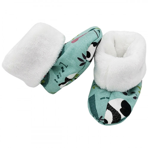 Chaussons hauts botton Panda pour bébé. Cadeau de Naissance Made in France. Nin-Nin