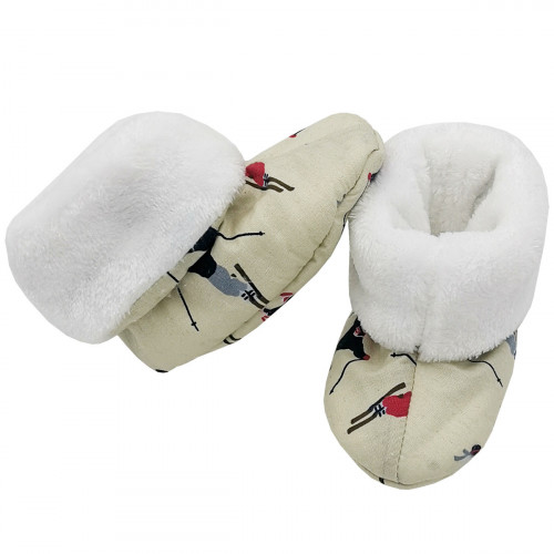 Chaussons hauts botton Skieur pour bébé. Cadeau de Naissance Made in France. Nin-Nin