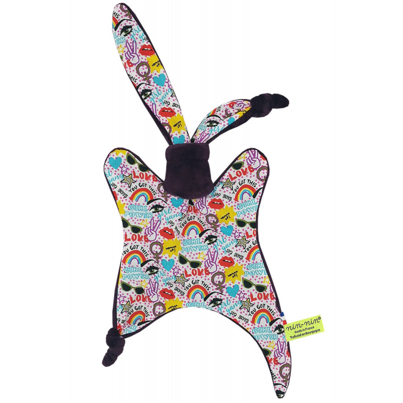 Doudou personnalisé Le Girl Power. Cadeau de naissance personnalisable et made in France. Doudou Nin-Nin Doudou personnalisé Le Girl Power. Cadeau de naissance personnalisable et made in France. Doudou Nin-Nin