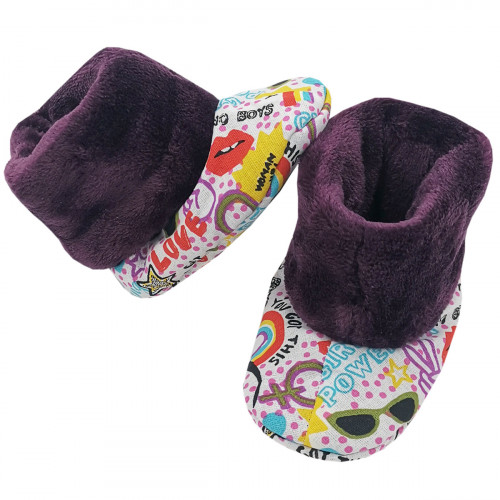 Chaussons hauts botton Girl Power pour bébé. Cadeau de Naissance Made in France. Nin-Nin