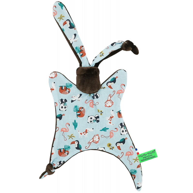 Doudou animaux l'explorateur. Cadeau de naissance personnalisé et made in France. Doudou Nin-Nin Doudou animaux l'explorateur. Cadeau de naissance personnalisé et made in France. Doudou Nin-Nin