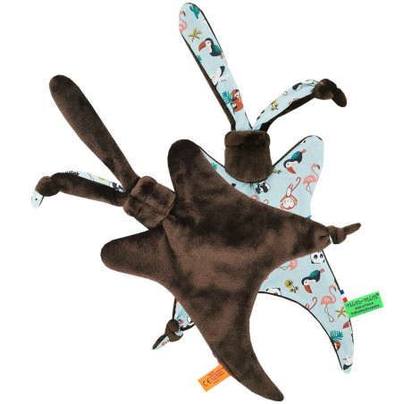 Peluche doudou animaux l'explorateur. Cadeau de naissance personnalisé et made in France. Doudou Nin-Nin